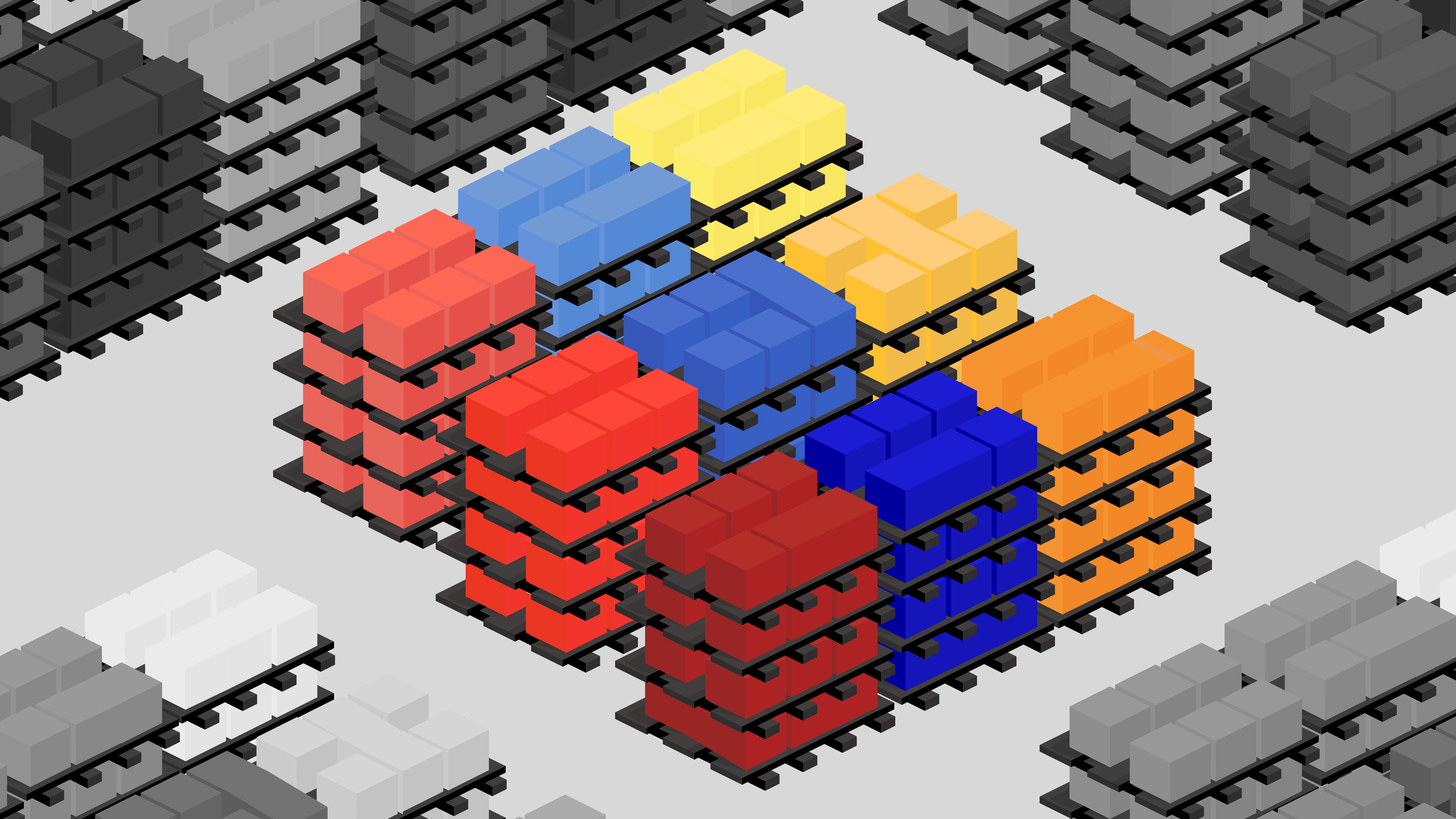 Banner shows the 3D view of the warehouse